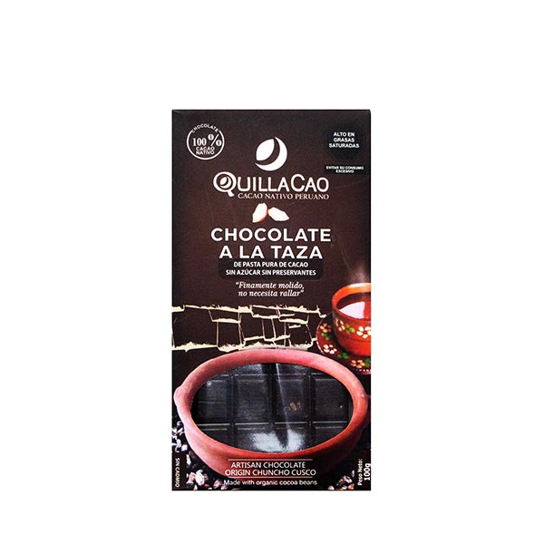 CHOCOLATE 100% PARA TAZA BARRA 100 GR - QUILLACAO  