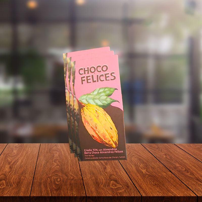 BARRA CHOCO ALMENDRAS FELICES 72% CHBB UND  