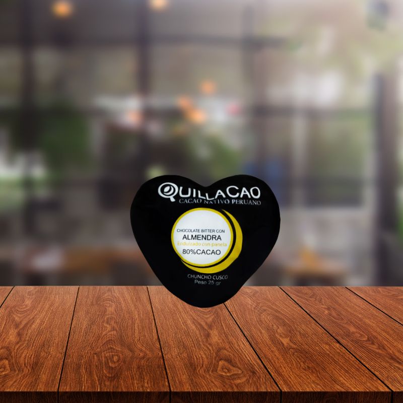 CHOCOLATE 80% CORAZON ALMENDRA 25 GR - QUILLACAO
