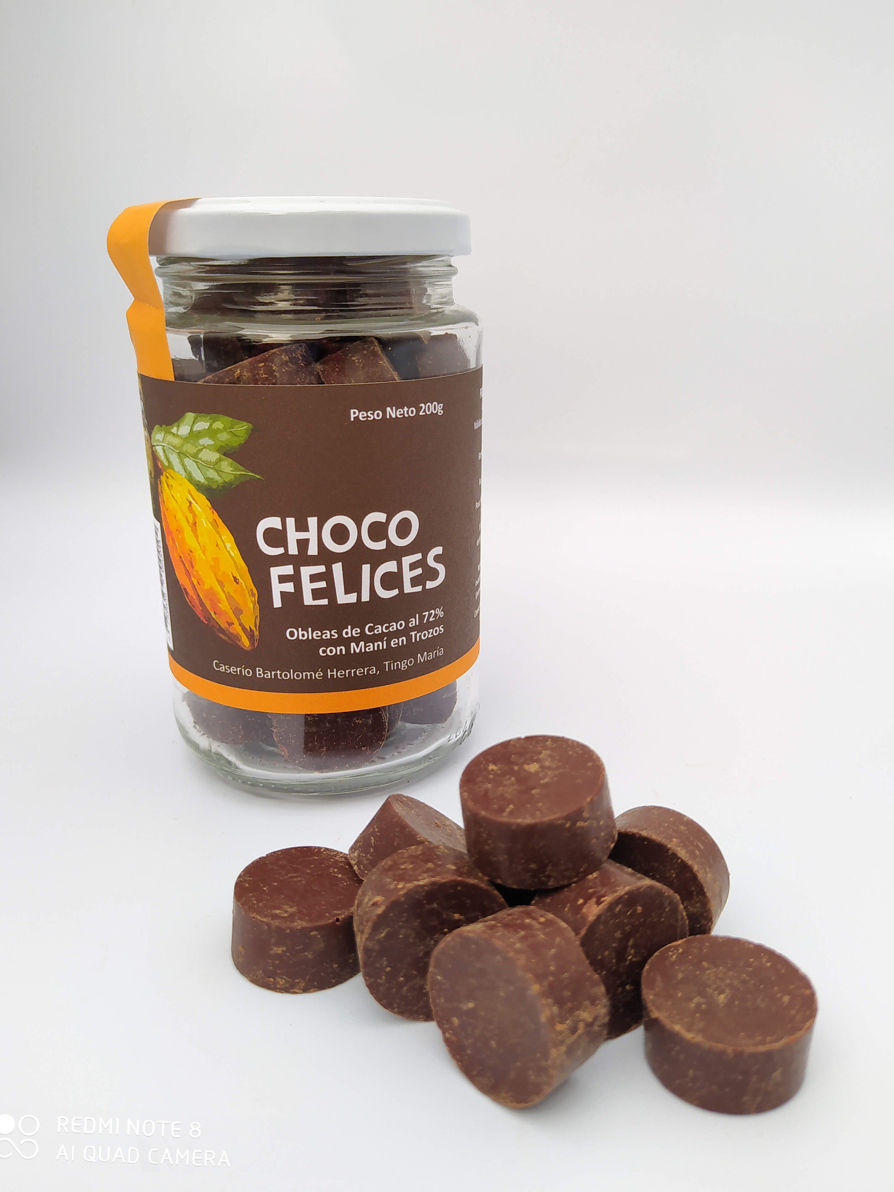 CHOCOLATE CHOCO FELICES 72% CON MANI OBLEAS 200 GR - BB