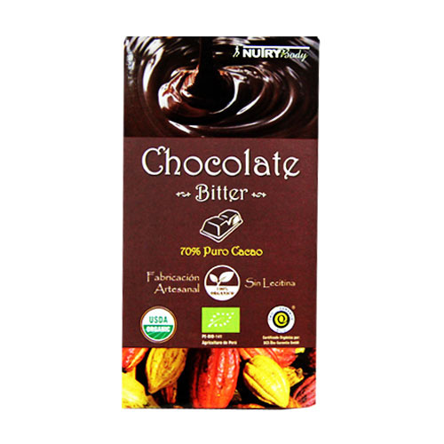 CHOCOLATE 70% BITTER BARRA 100 GR - NUTRY BODY