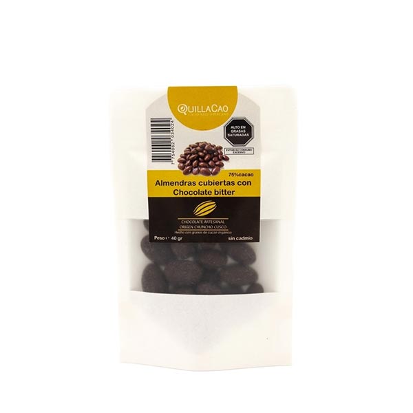 Almendras Bañadas en Chocolate al 75% 40gr - Quillacao